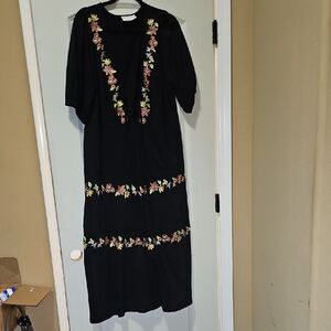 ASOS Black Maxi Dress with Embroidered Floral Trim